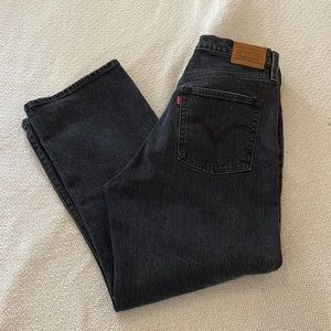 Levi’s Ribcage Straight Ankle buttonfly jeans, 30x27, black denim